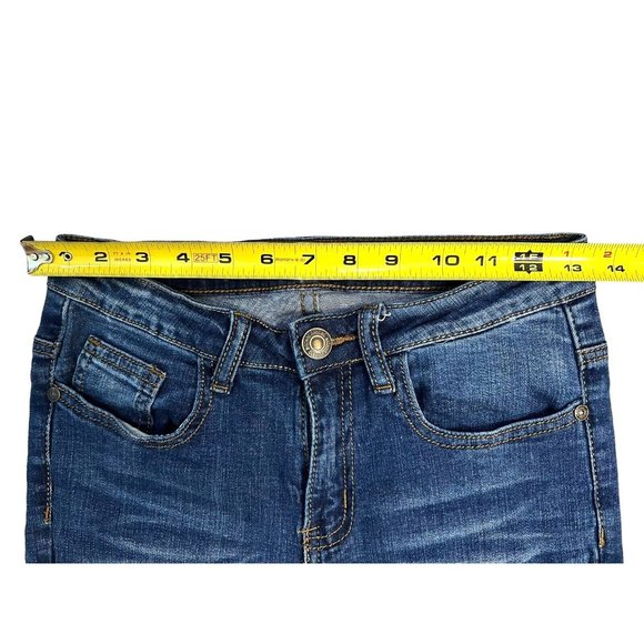 Machine Nouvelle Mode Jeans Skinny Ankle Distressed Faux Pearls Sz 26 Italy - Picture 5 of 10